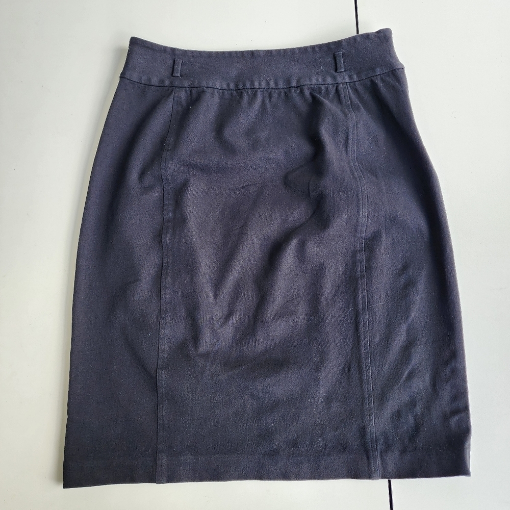 Lauren Ralph Lauren Womens Skirt Large Black Pencil Cotton Stretch Pull On Sz 12